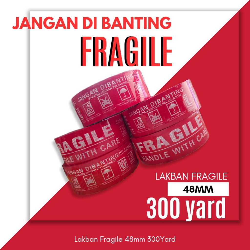 

Isolasi Fragile 48mm x 300Yard | Lakban Jangan Di banting 48 mm x 100 Yard