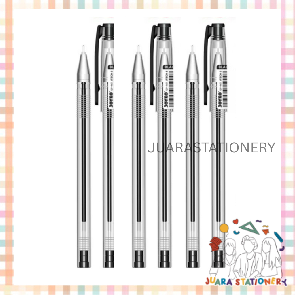 

(1180) JUARASTATIONERY Pulpen Hitech Joyko Itech 5 Hitam GP401 0.28 mm / Pulpen Gel Pulpen Tinta