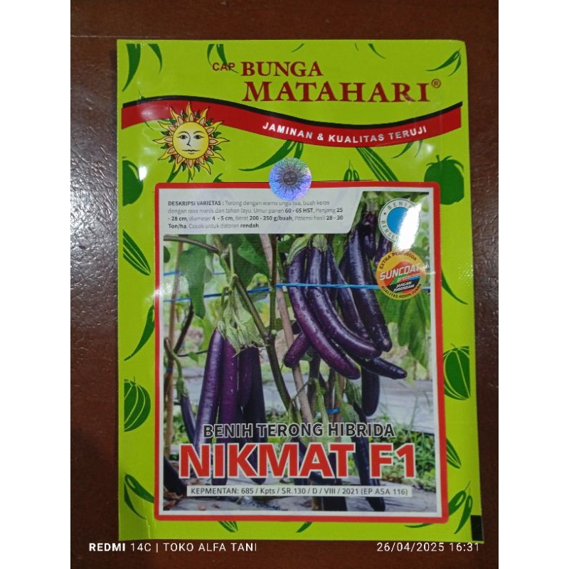 

Benih Terong ungu Nikmat F1 – Cap Bunga Matahari