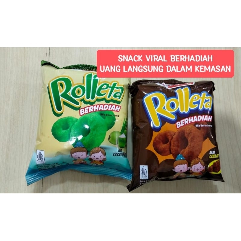 

Per-dus Rolleta snack viral berhadiah uang langsung dalam kemasan