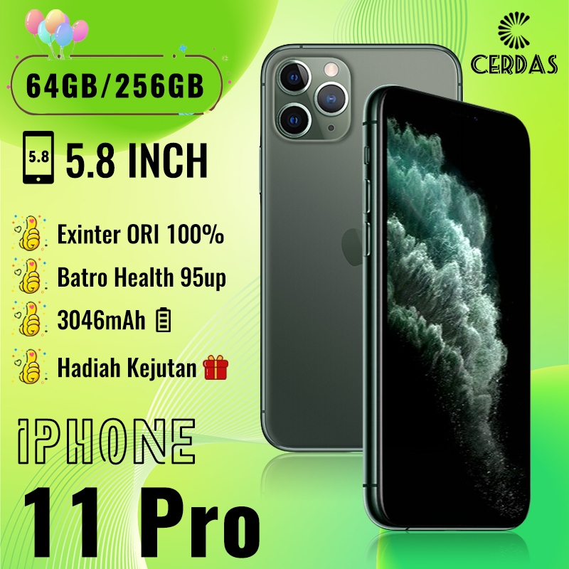 iPhone 11 Pro Second 64GB 256G fulset Bekas 5.8inch No simlock LCD Original All fungsi aman ip 11pro