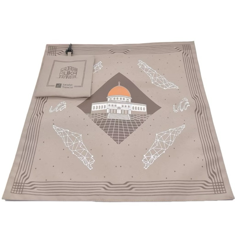 PRELOVED - SAJADAH MUKA TRAVEL RABBANI WARNA COKLAT MUDA