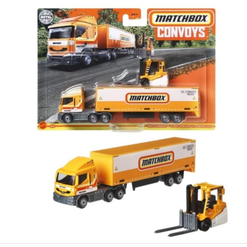Matchbox Convoys 1 Set 2 Mobil (Truck 18 cm & 1 Mobil)-MBX Cabover&Box Trailer Power Lift dsb