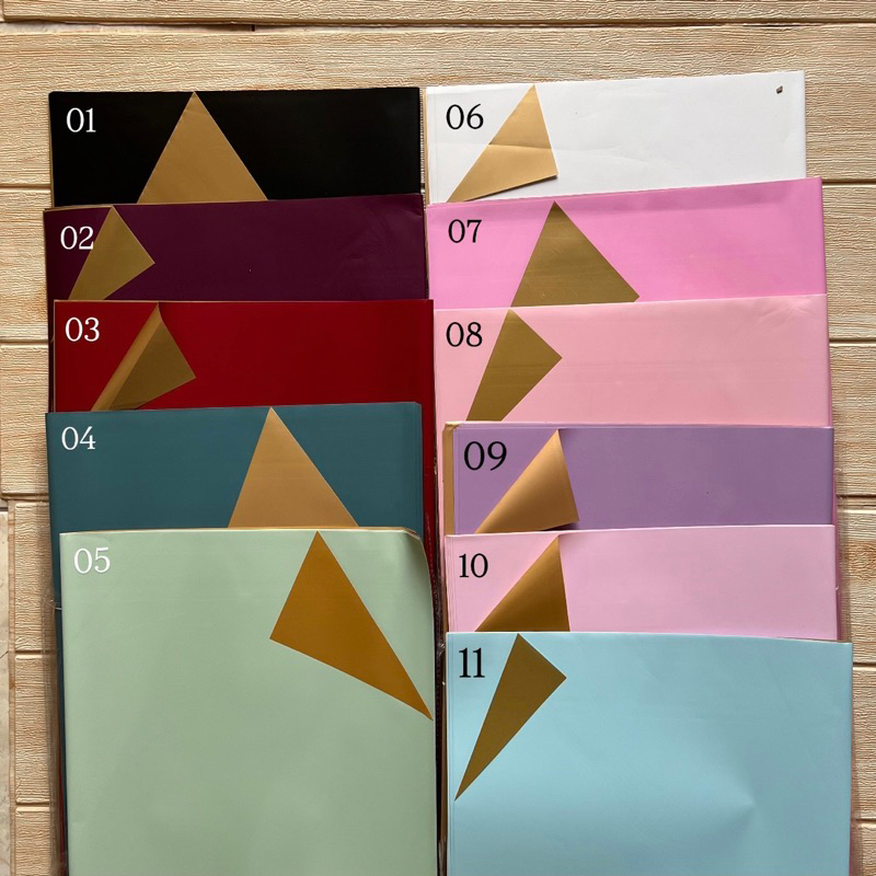 

(20 Lembar) Kertas Buket Bunga Bi Color Gold Flower Wrapping Paper Cellophane Snack Florist Supply