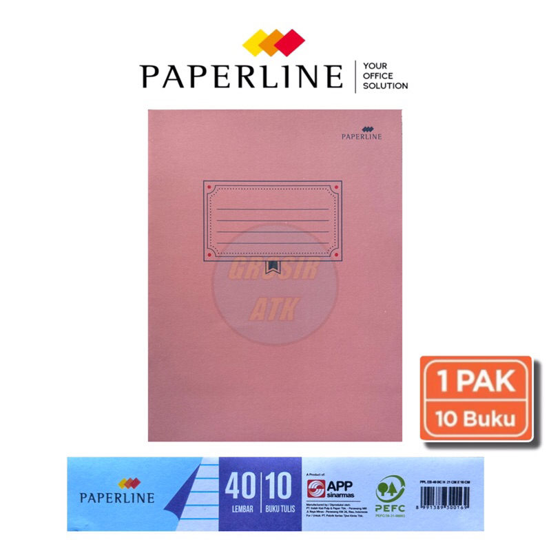

1 Pak 10 Pcs! BUKU TULIS PAPERLINE 40 LEMBAR