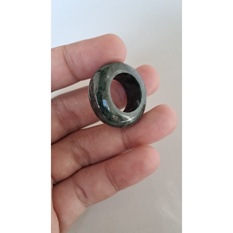 CINCIN FULL BATU GIOK NABIRE NATURAL (NATURAL GREEN JADEITE JADE) UKURAN JARI 6
