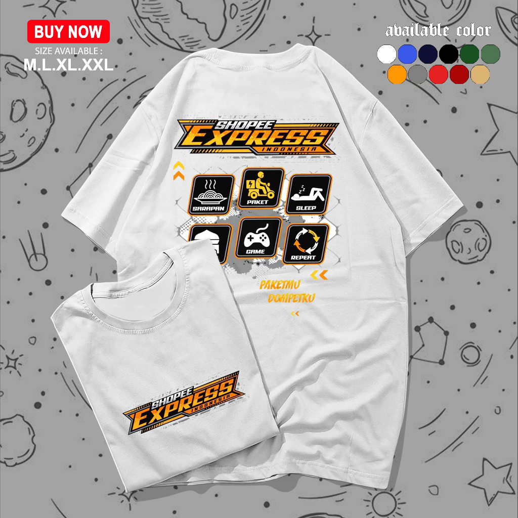 Kaos PRIA WANITA "SHOPEE INDO XPRESS" KAOS DISTRO-KAOS KERAH BULAT-KAOS LENGAN PENDEK-KAOS santai-AT