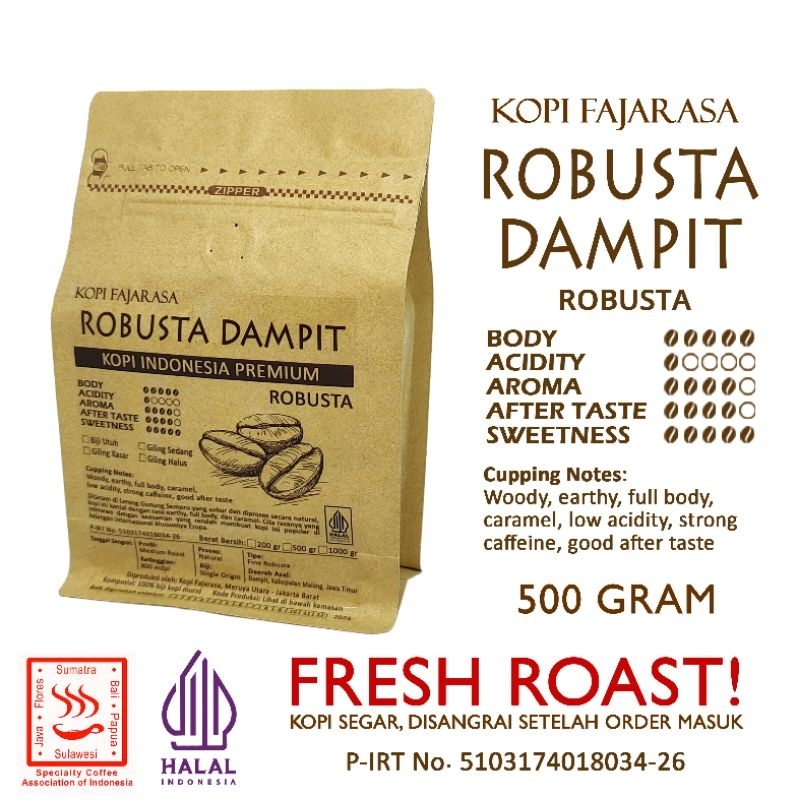 

Kopi Fajarasa Robusta Dampit Biji Kopi Robusta 500 gram