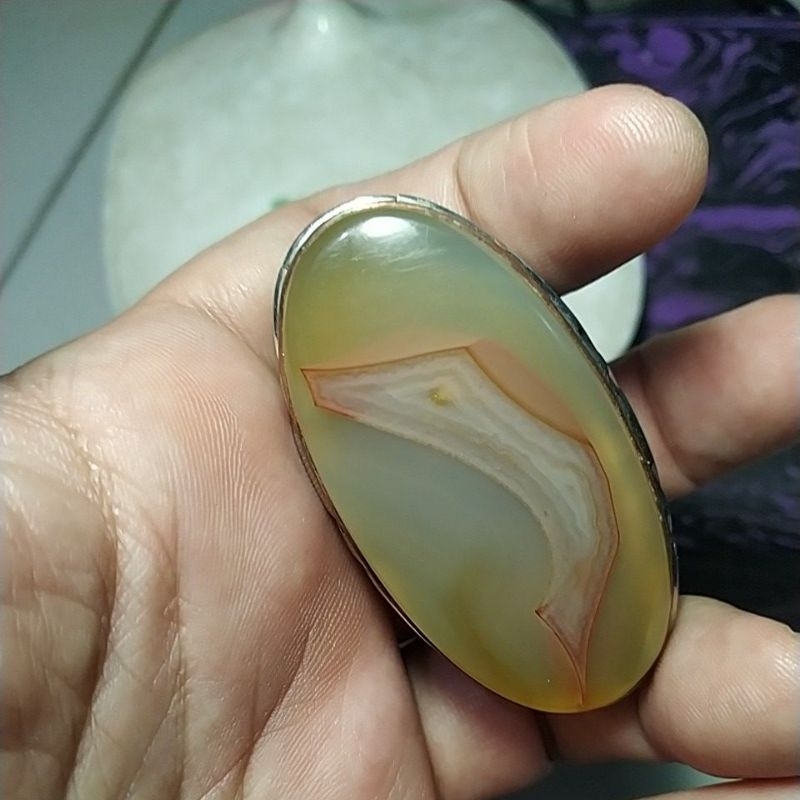 Batu Akik Sulaiman Motif Gambar tradisional kelewang Unik kode 40/817