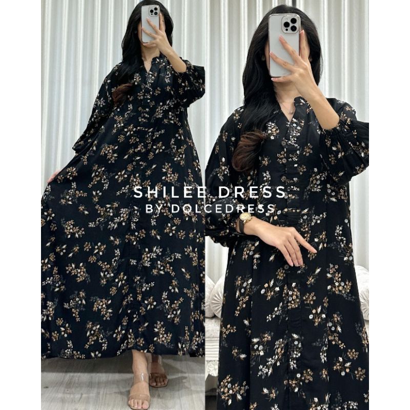 Dress Shilee Rayon Premium Kekinian Busui Wudhu Friendly Baju Gamis Hamil