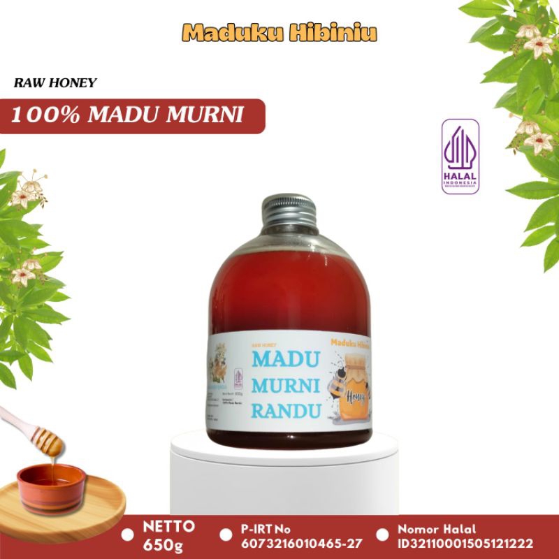 

Maduku Hibiniu Madu Murni Randu 650g Kemasan Cantik Raw Botol Grmoy Honey