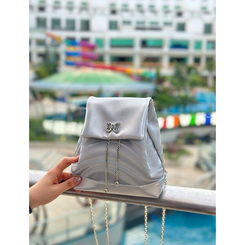 Tas Gendong Kulit Wanita Kecil Import Tas Ransel Cewek Rantai Mini Backpack Butterfly 9910