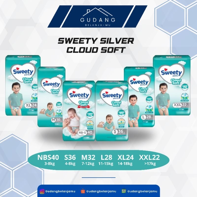 [PROMO] SWEETY SILVER CLOUD SOFT - PAMPERS SWEETY NBS20 | NBS40 | S38 | M32 | L28 | XL24 | XXL22
