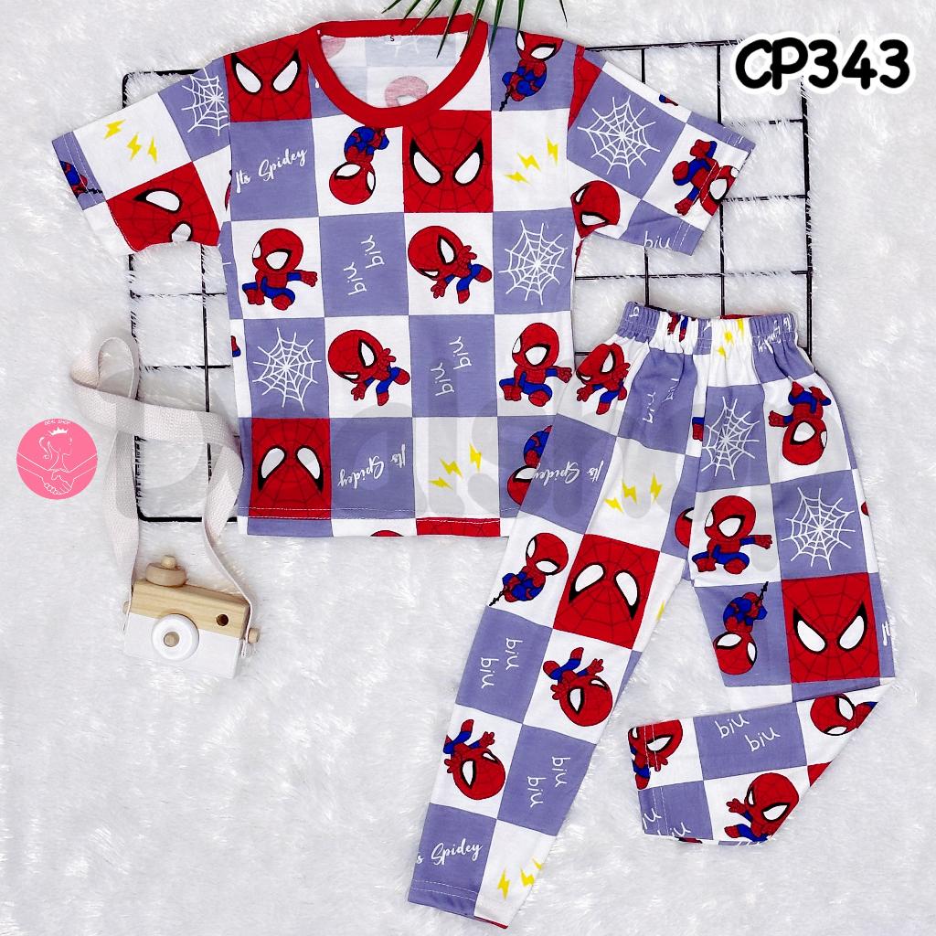 dealshop Setelan Baju Tidur Anak Untuk 1-10 Tahun Bahan Kaos Motif Spiderman Kotak/Stelan Anak Laki 