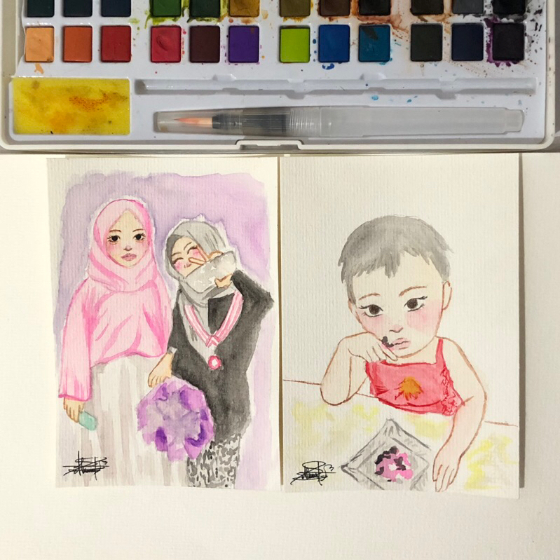 open jasa gambar watercolor / cat air / commission art watercolor painting