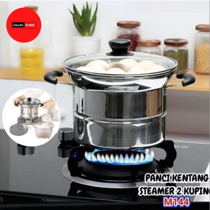 PANCI KENTANG STEAMER PASTA POT STAINLESS STEEL PANCI GORENG KENTANG