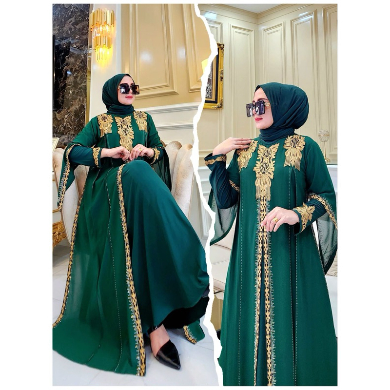 GAMIS ABAYA TURKI BORDIR TERMEWAH ELEGANT 2025 BAHAN JERSEY