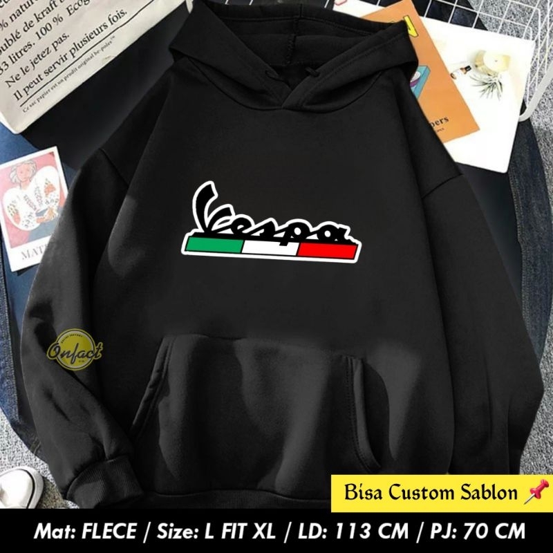 Jaket sablon Vespa - Hoodie sablon Vespa - Vespa piaggio sablon - jaket custom sablon - jaket Vespa 