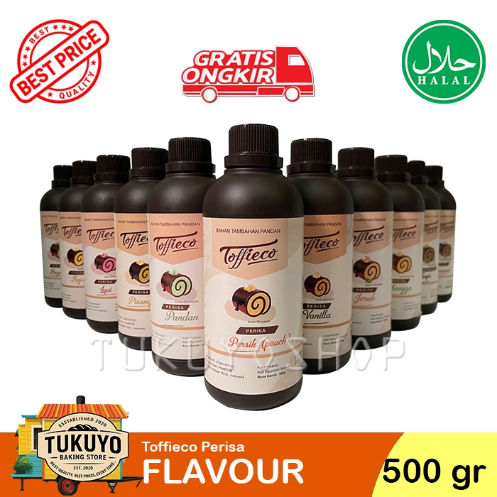 

Toffieco FLAVOUR Perisa 500 gr aneka rasa Vanilla, Leci, Hazelnut, Teh Hijau, Persik, Stroberi dll