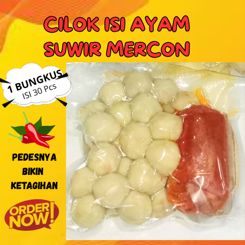 

CILOK AYAM SUWIR MERCON (30 BUTIR) + BUMBU KACANG / BASO ACI AYAM SUWIR MERCON