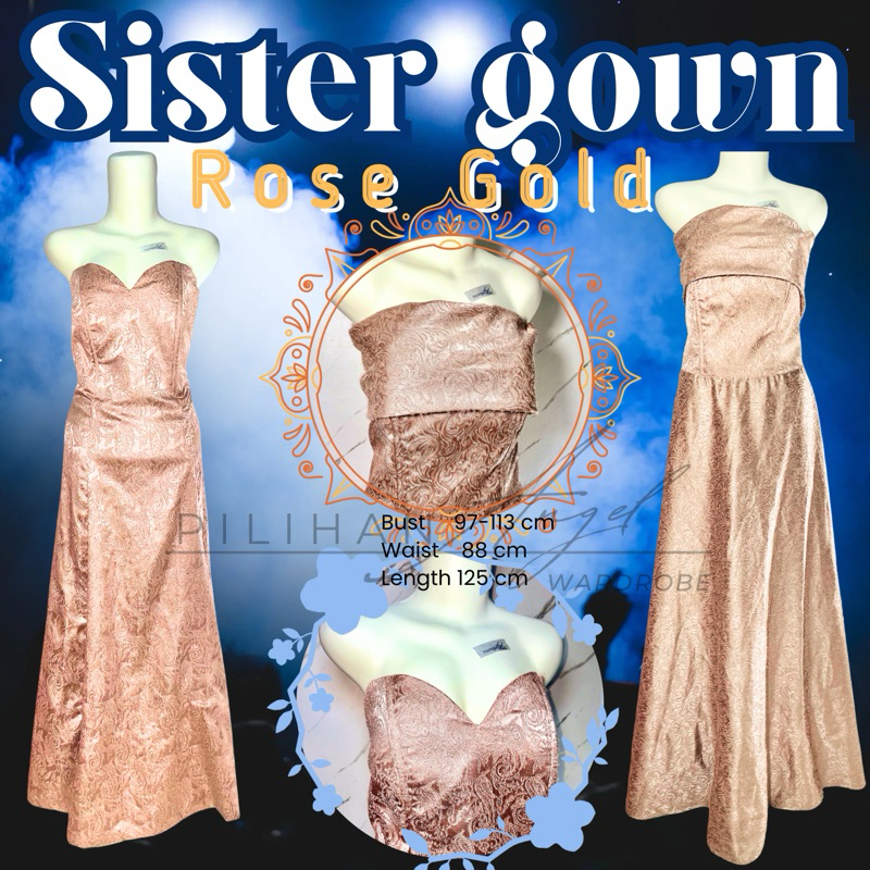 SALE - SISTER GOWN - GAUN PARTY PESTA ROSE GOLD PINK EMAS - KEMBEN DAN SABRINA