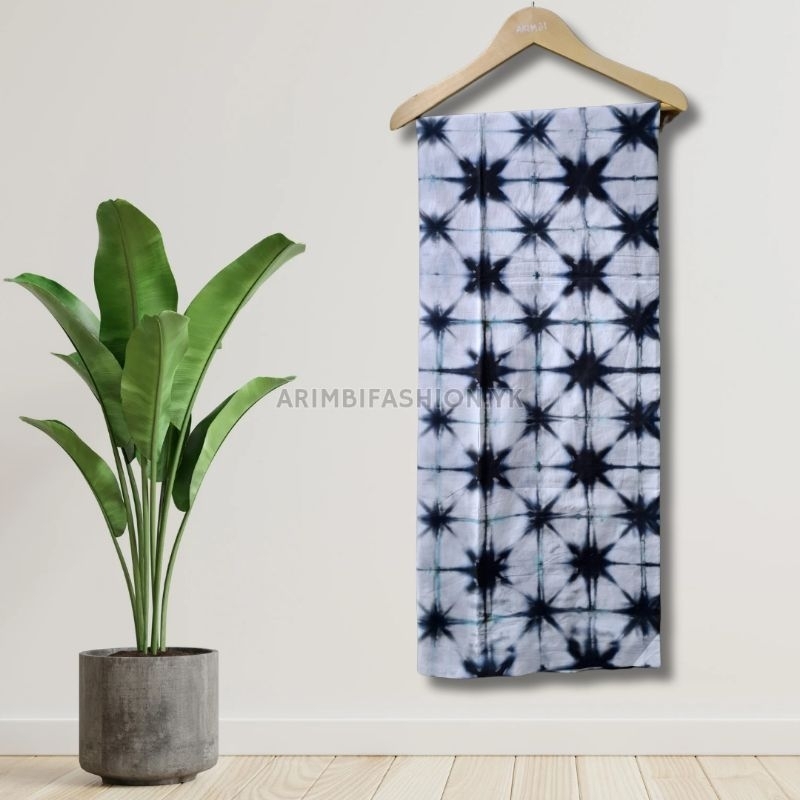 Kain Shibori Itajime || Uk 200cm × 115cm || Hitam Putih Tosca B by Arimbifashion.yk