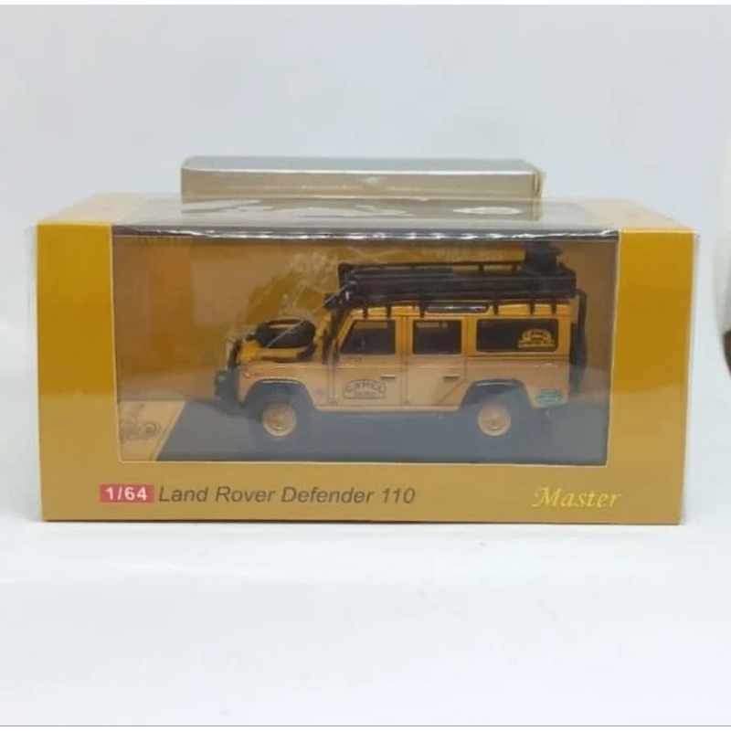 master 1/64 land rover defender 110 camel trophy clean version diecast (t)