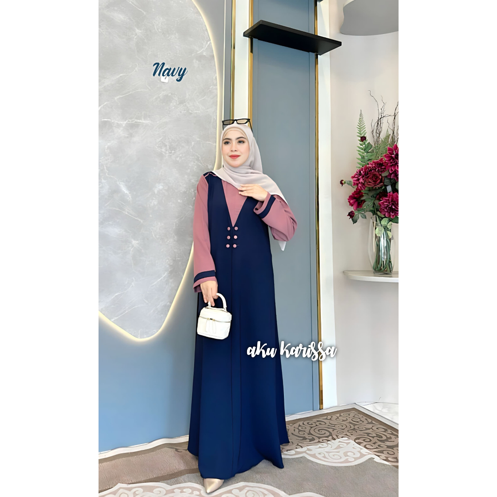 Baru Gamis Jaina Abaya Aku Karissa Polos Murah Kekinian Muslim Umroh Kondangan Couple Mewah Elegan 2