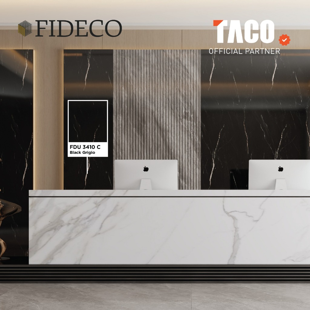 TACO Fideco 2D Wall Panel Stone Series Tebal 3mm Ukuran 122cm x 290cm per Lembar - FDU 3410 C Black 