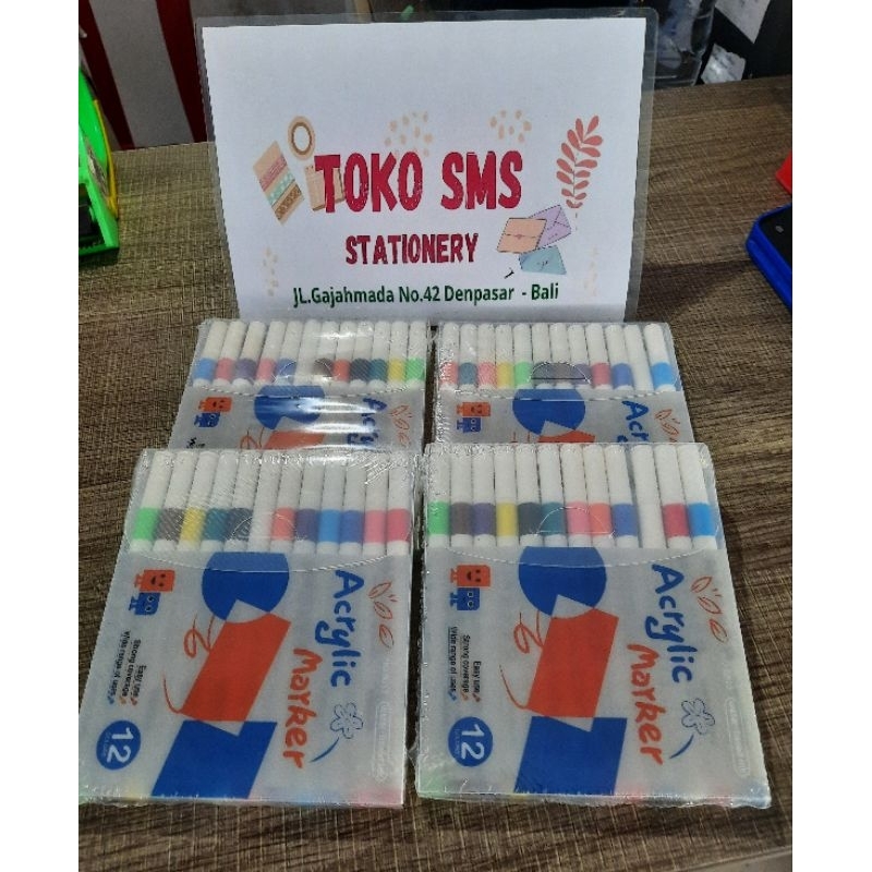 

12 WARNA ACRYLIC MARKER SET SPIDOL AKRILIK DIY PAINTING SPIDOL PASTEL PULPEN HIGHLIGHT DRAWING
