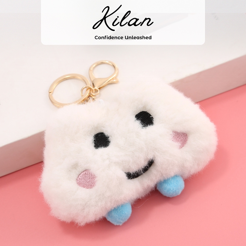 HUMAIRA Gantungan Tas Lucu Pom Pom Bulu Keychain - CC038 - White