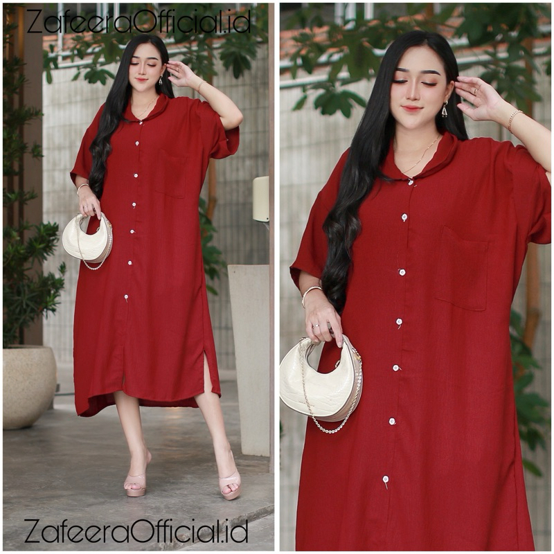 Dress Wanita Korean Style Busui Jumbo LD 120 LD 130 Kerah Midi Crinkle Airflow Premium