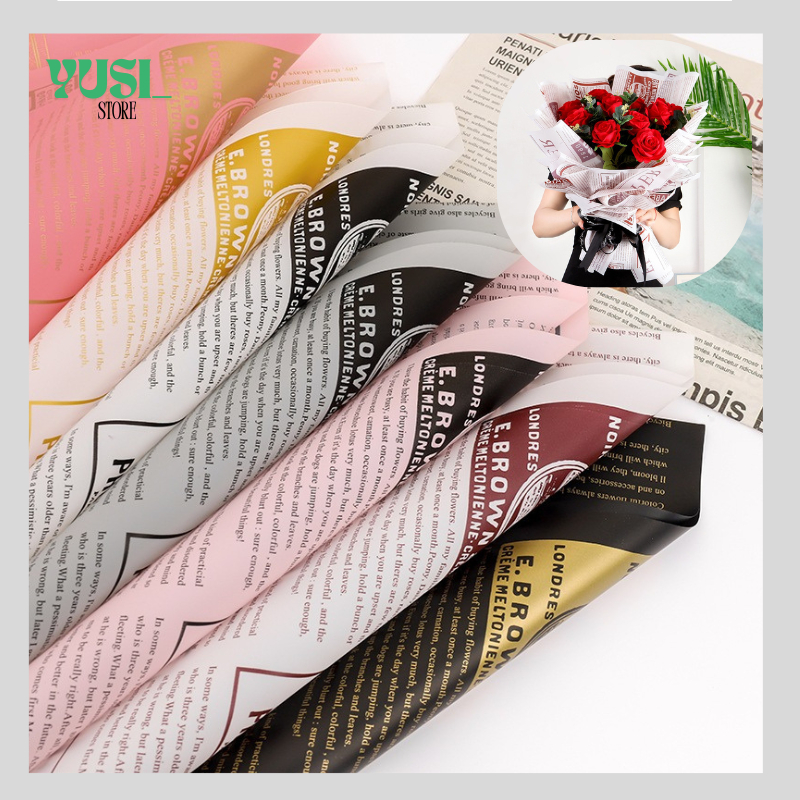

Isi 20 LEMBAR Kertas Buket Bunga Motif Koran Flower Wrapping News Paper Cellophane KB109