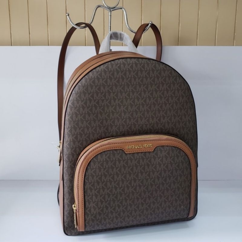 tas ransel wanita MK Jaycee Large backpack double zip pkt Brown .30x38x12cm.