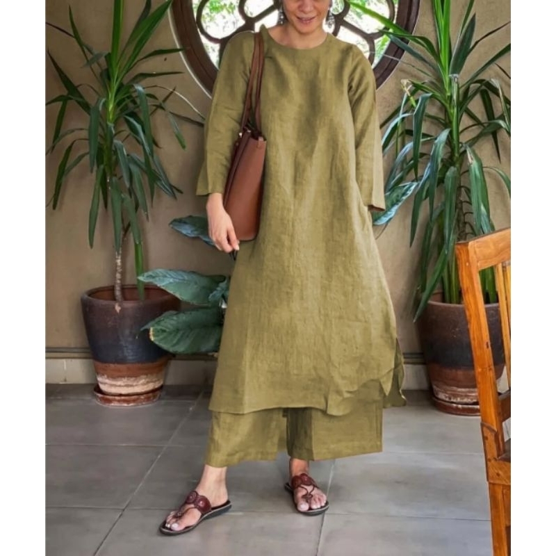 Setelan L XL XXL. Pakaian Wanita. Setelan Jumbo Wanita.One set Kulot. Fashion Muslim. Tunika One Set