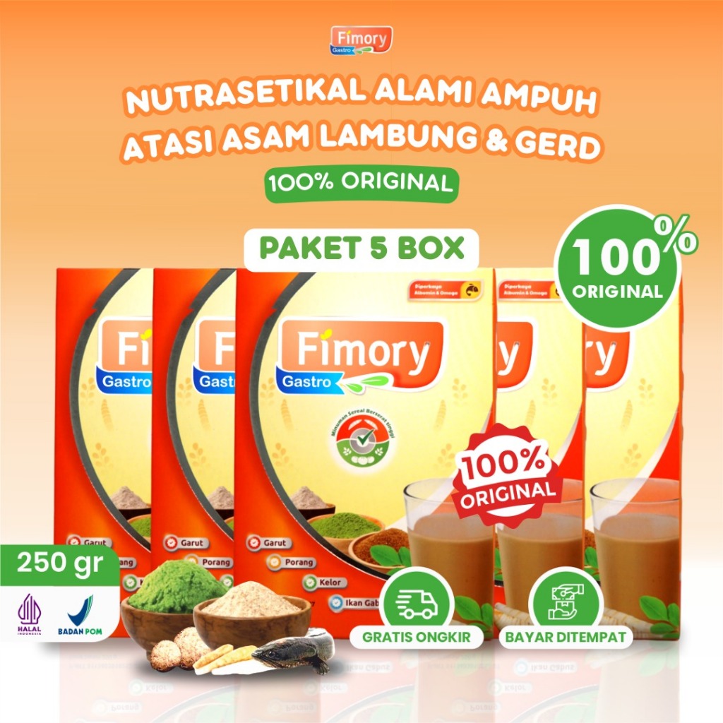 

PAKET 5 PCS FIMORY GASTRO 250gr - Minuman Sehat Atasi Asam Lambung/Gerd/Maag | Aman Sudah BPOM