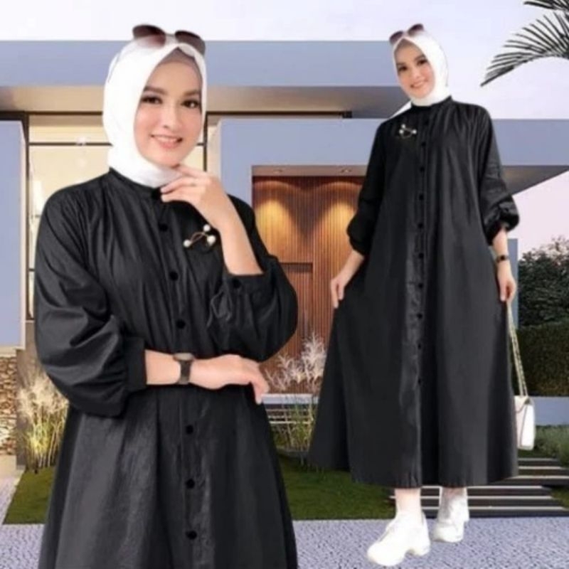 Piya Midi Dress Terlaris Pakean Wanita Dress Polos Kemeja Wanita