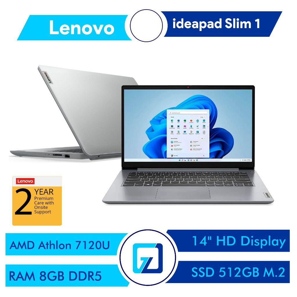Lenovo Ideapad Slim 1 AMD Athlon Silver 7120U 8GB 512GB SSD Windows 11 + OHS