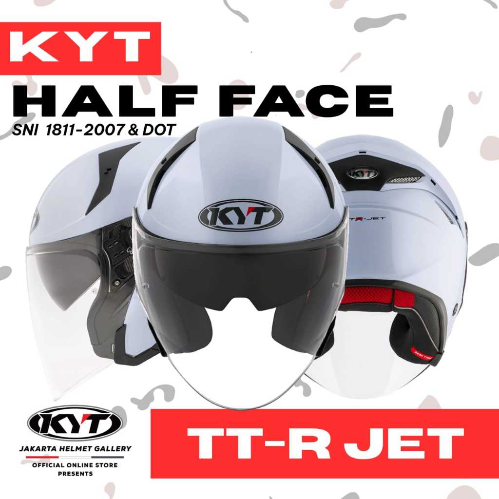 KYT TTR JET SOLID SERIES / Kyt Ttr Jet Seri Solid SNI, DOT & ECE2206