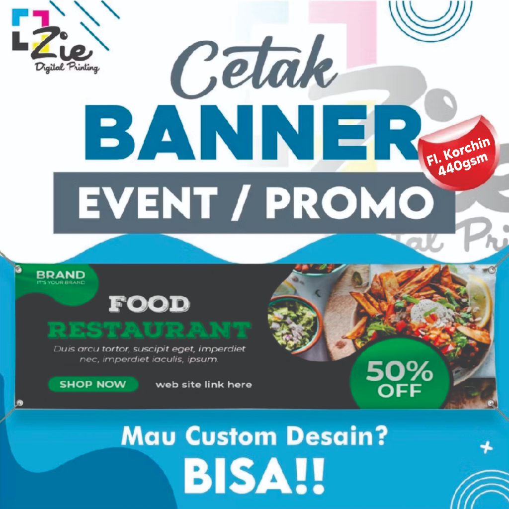 Cetak Banner Event & Promo Frontlite Bahan Korchin 440gr Spanduk Backdrop Custom