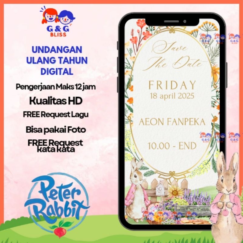 UNDANGAN ULANG TAHUN DIGITAL VIDEO - PETER RABBIT