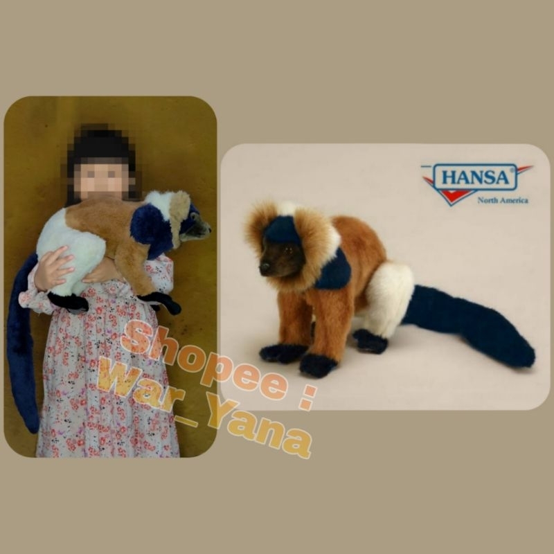 Boneka Lemur Madagascar Import Amerika Original HANSA Hewan Primata Mirip Asli Soft Toys Stuffef Plu