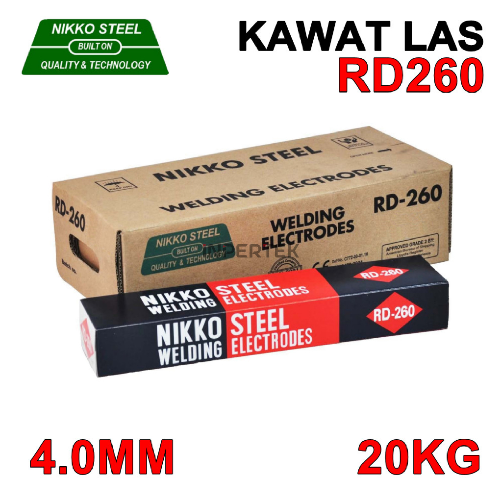 Kawat Las 4mm RD260 NIKKO STEEL 4.0 X 400 Elektroda RD 260 4 mm Welding Listrik Kemasan Per 20KG