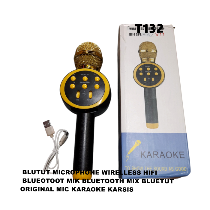 T132 MIC KARAOKE KARSIS BLUEOTOOT MIK BLUETOOTH MIX BLUETUT BLUTUT MICROPHONE WIRELLESS HIFI SPEAKER