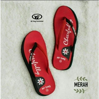 Diskon Sandal Wanita AirBag Cheerfull Hitam & Merah