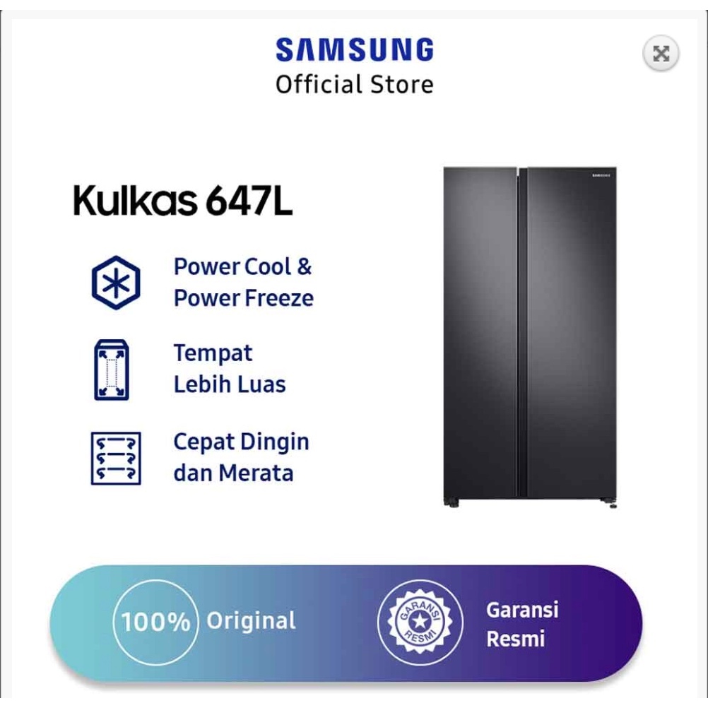SAMSUNG KULKAS SIDE BY SIDE REFRIGERATOR RS62R5041B4