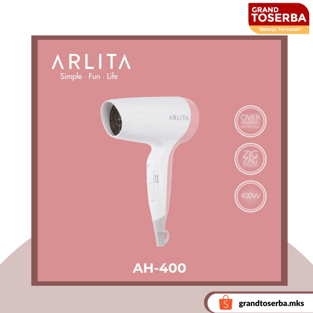 Arlita Hair Dryer Pengering Rambut AH-400 400W By Kirin AH400 AH 400