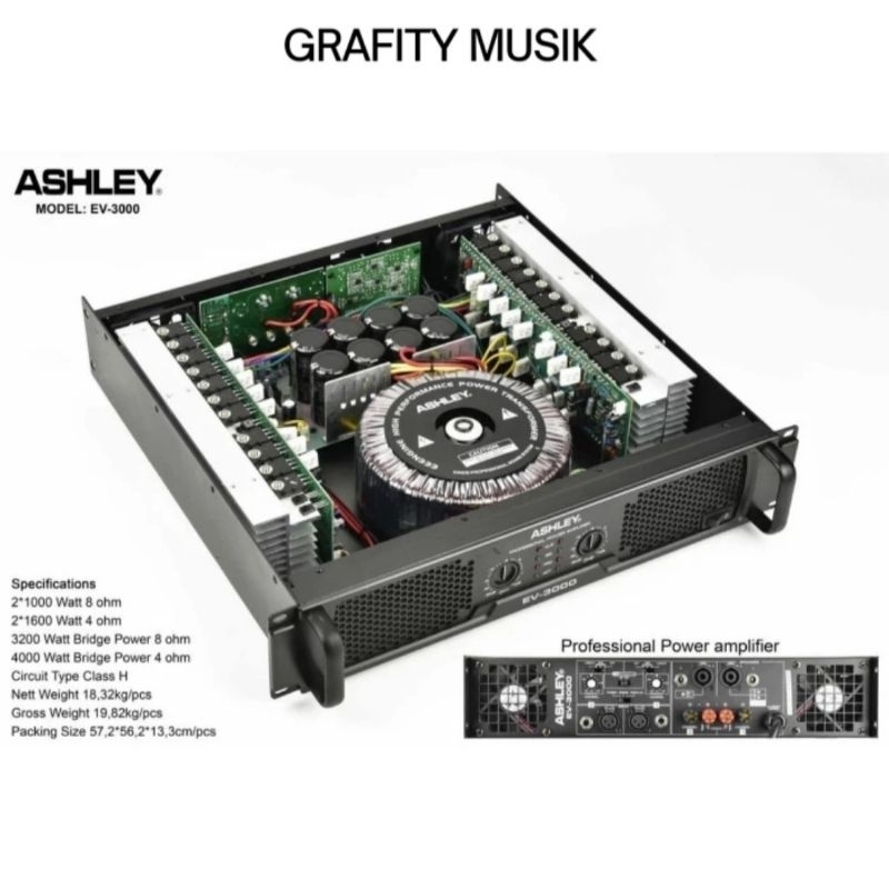Power Amplifier ASHLEY EV 3000 EV3000 Original
