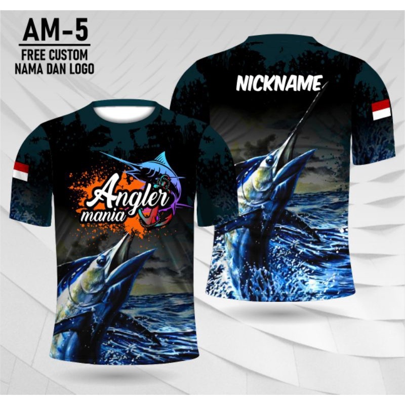 Jersey mancing kaos mancing mania baju mancing angler free custom nama