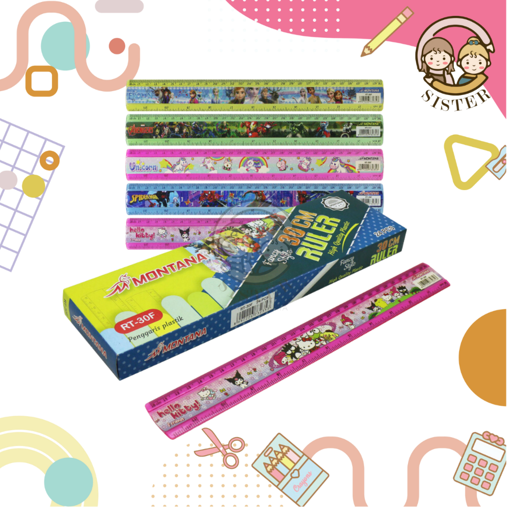 

Penggaris Plastik 30cm Sanrio / Garisan 30cm /Mistar